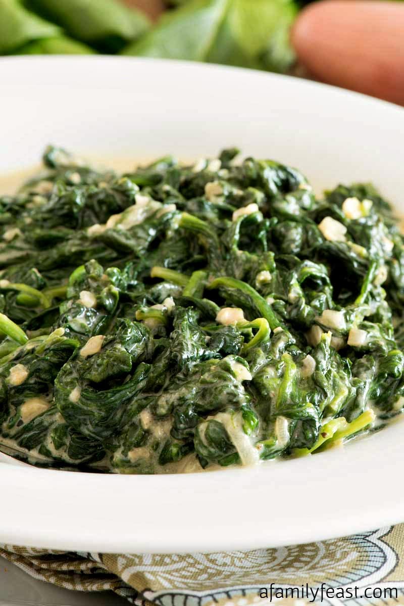 Creamed Spinach - This quick, easy, creamy and cheesy side dish is a delicious way to eat healthy spinach!