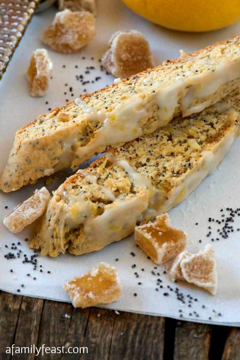 Lemon Ginger Poppy Seed Biscotti - A Family Feast