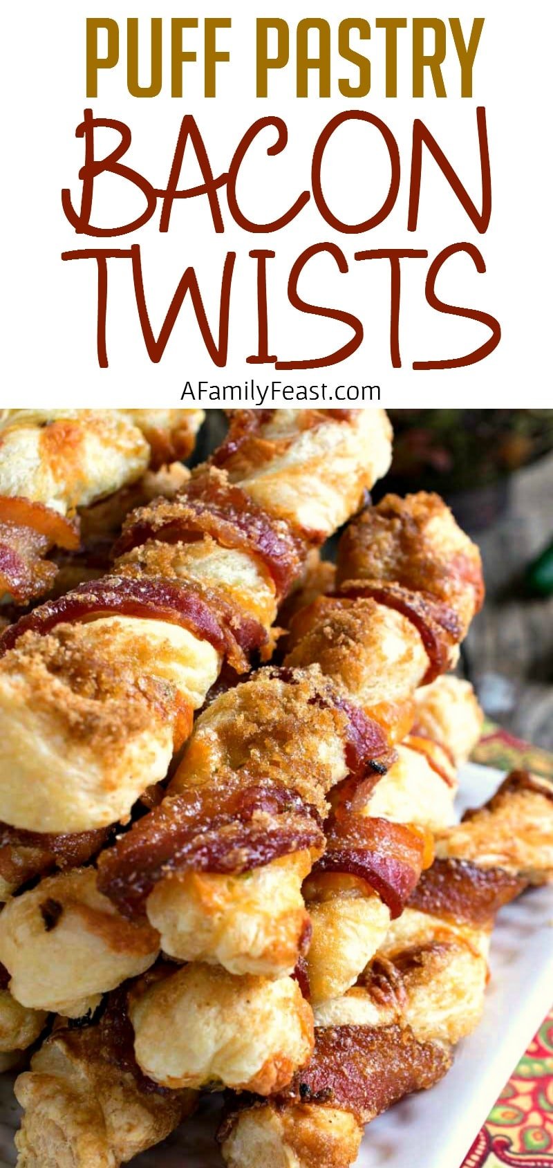 Puff Pastry Bacon Twists - Salty, sweet, cheesy and crispy - plus bacon! This snack is addictively delicious!