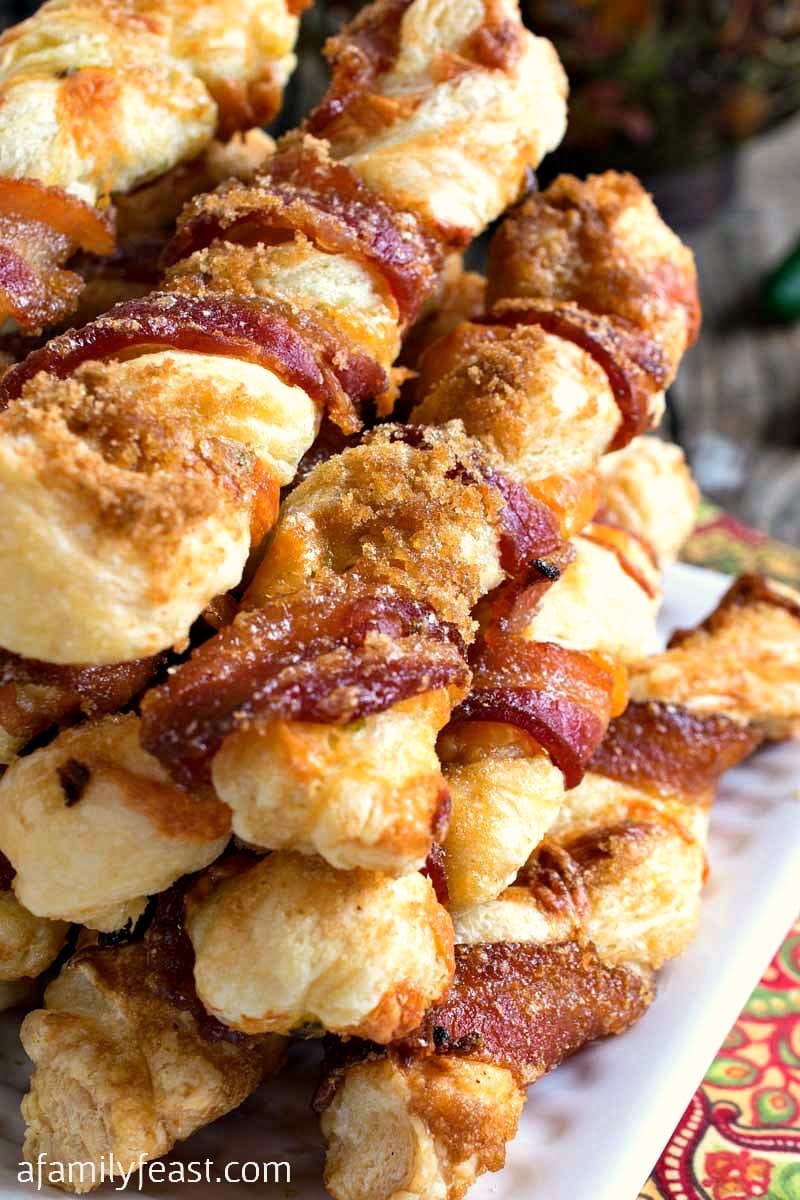 Puff Pastry Bacon Twists - Salty, sweet, cheesy and crispy - plus bacon! This snack is addictively delicious!