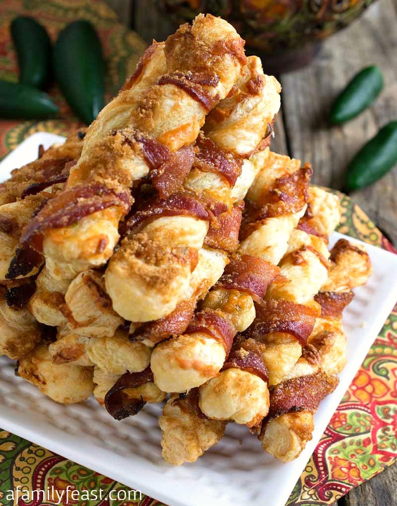Puff Pastry Bacon Twists - Salty, sweet, cheesy and crispy - plus bacon! This snack is addictively delicious!