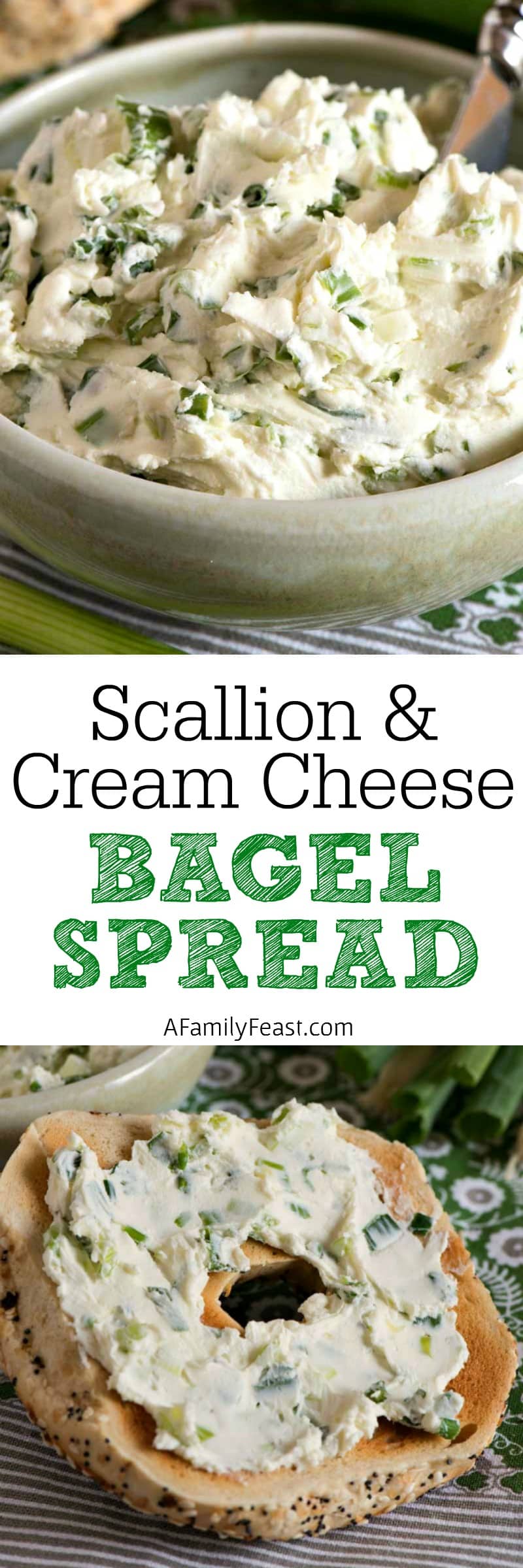 Scallion Cream Cheese Bagel Spread - Two simple ingredients will make any breakfast bagel the best ever!