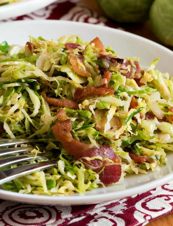 Shaved Brussels Sprouts with Bacon - A Family Feast