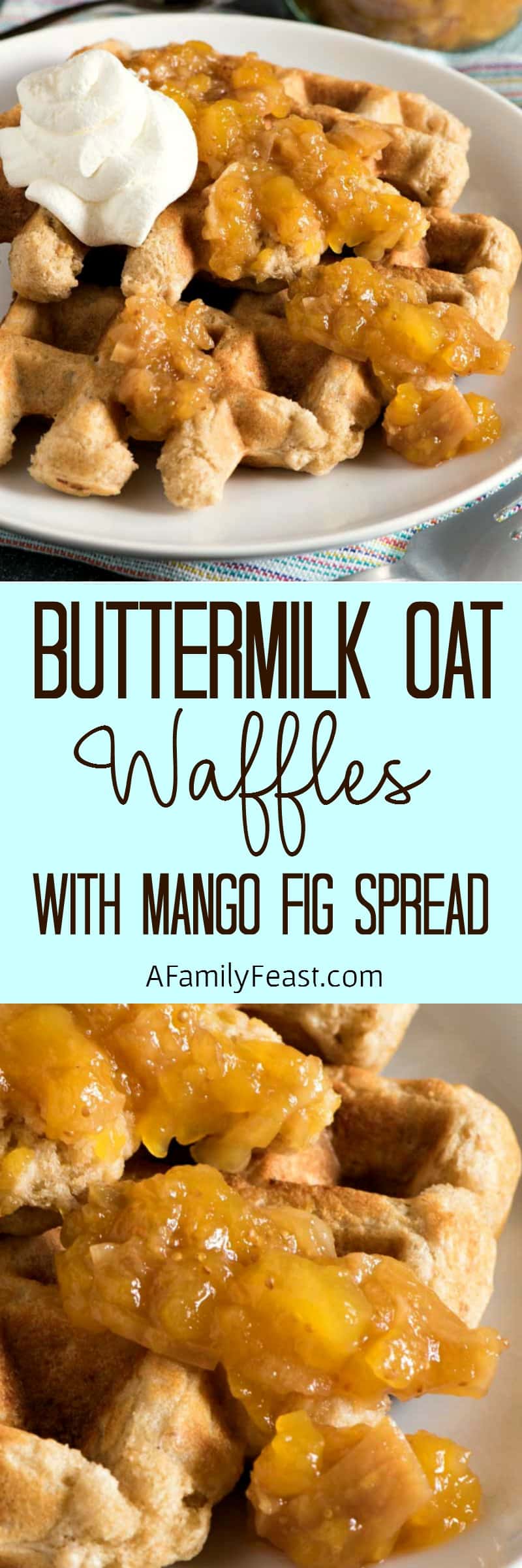 Oat Buttermilk Waffles with Mango-Fig Spread - Fantastic flavors in one hearty and delicious breakfast!
