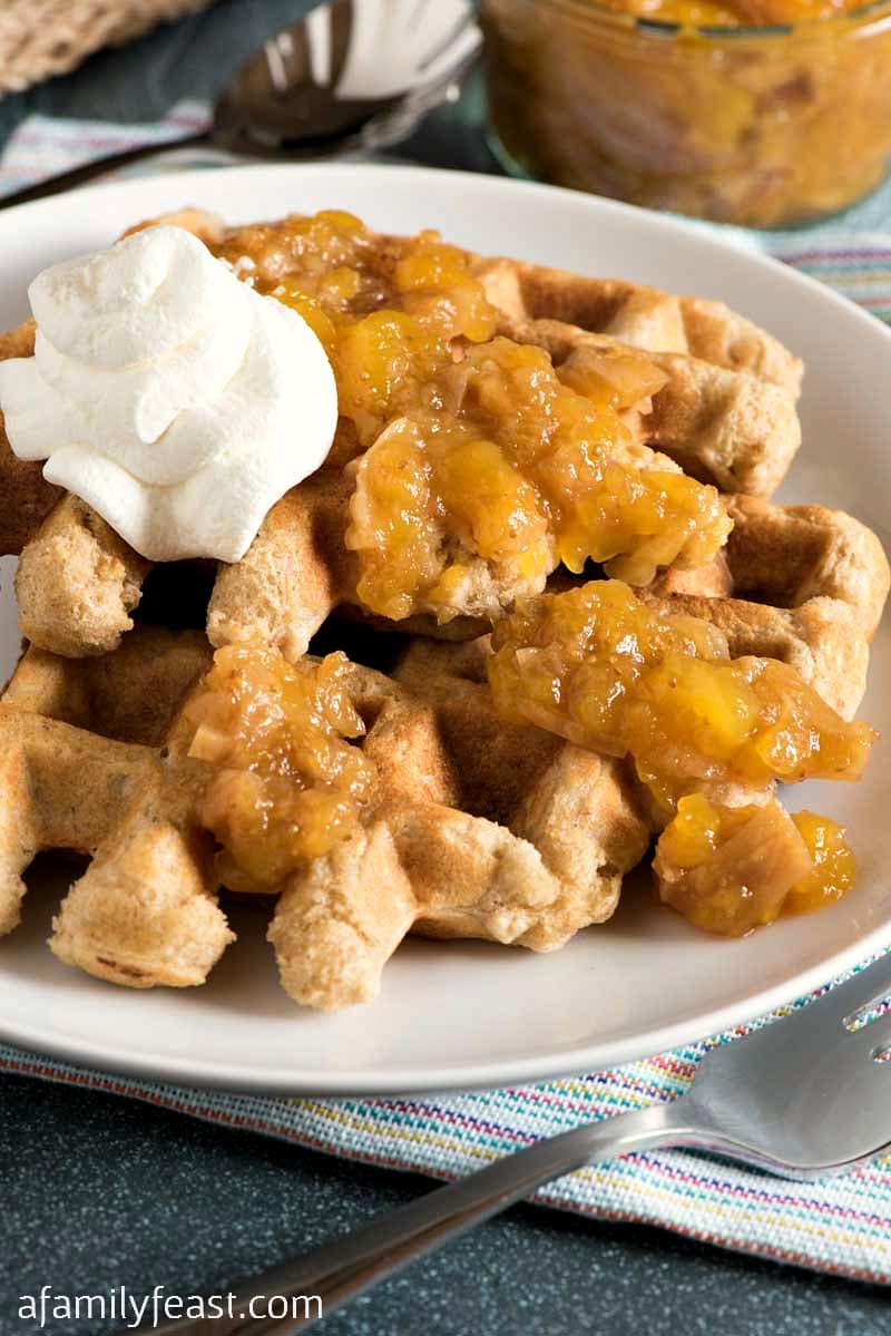 Oat Buttermilk Waffles with Mango-Fig Spread - Fantastic flavors in one hearty and delicious breakfast!