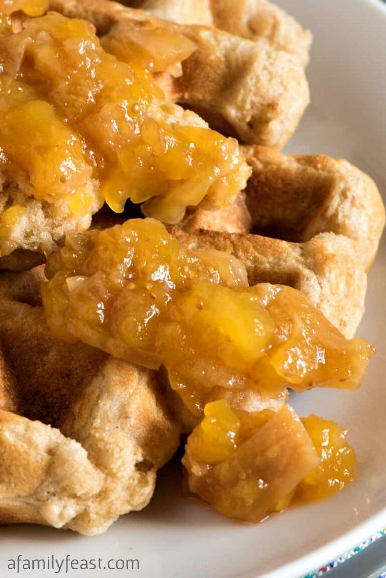 Oat Buttermilk Waffles with Mango-Fig Spread - A Family Feast