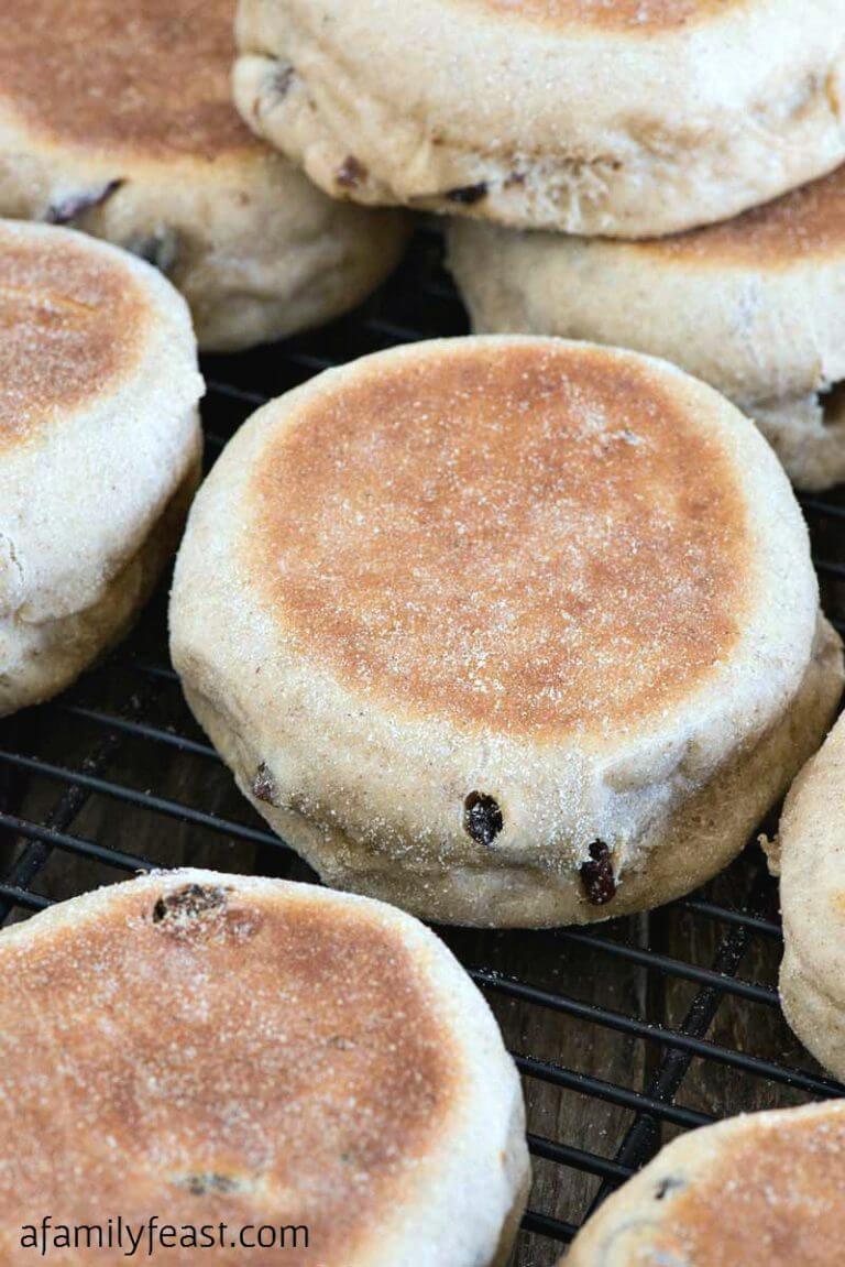 Cinnamon Raisin English Muffins - A Family Feast