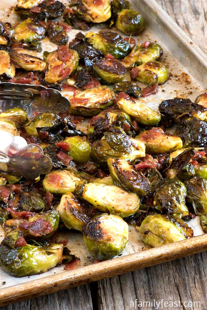 Brussels Sprouts with Sweet Chili Sauce and Capicola - A fantastic salty, smoky, sweet and spicy appetizer!