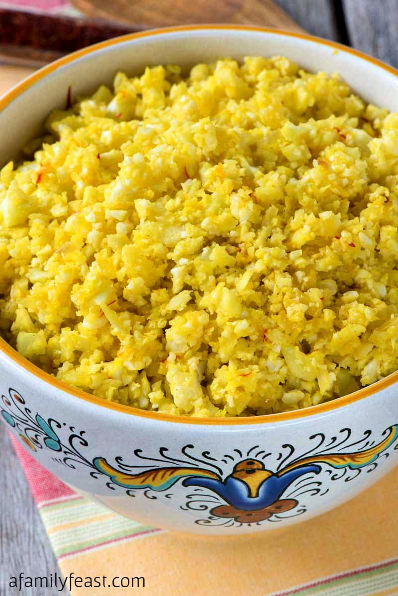 Saffron Cauliflower Rice is a low carb, grain free side dish that is easy to prepare and delicious!