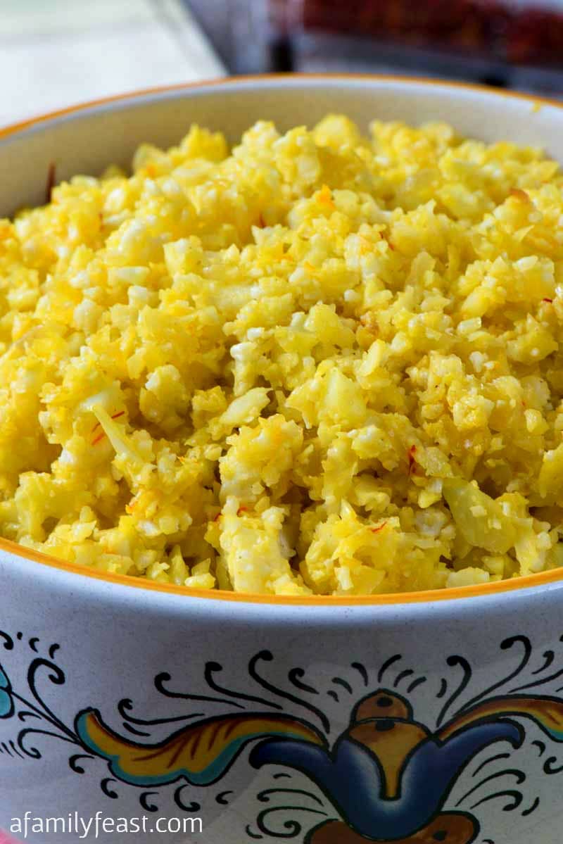 Saffron Cauliflower Rice is a low carb, grain free side dish that is easy to prepare and delicious!