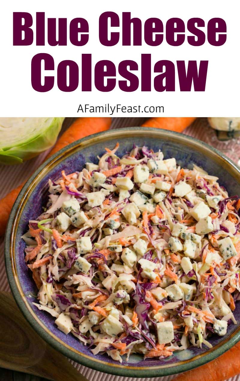 Blue Cheese Coleslaw - A fantastic, easy coleslaw recipe made even better with chunks of blue cheese throughout!