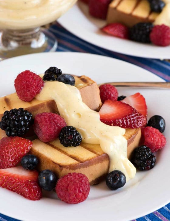Grilled Pound Cake with Vanilla Custard and Fresh Berries - A Family Feast