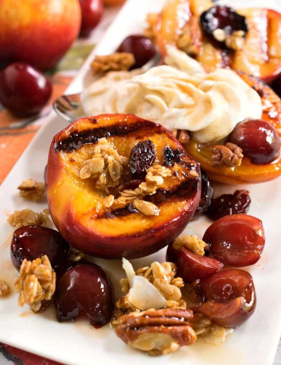 Grilled Stone Fruit with Mascarpone and Cherry Granola - A Family Feast
