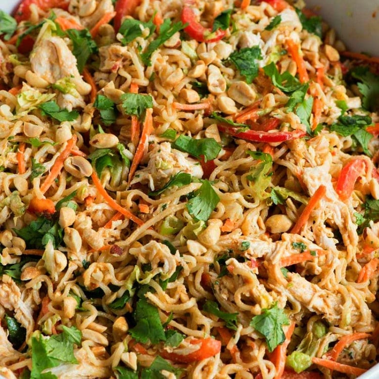 Thai Peanut Chicken Noodle Salad - A Family Feast