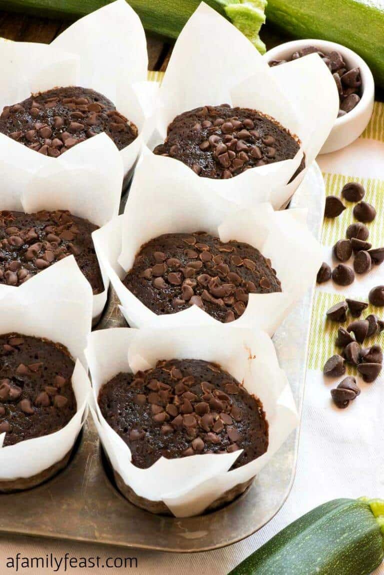 Chocolate Chocolate Chip Zucchini Muffins A Family Feast®
