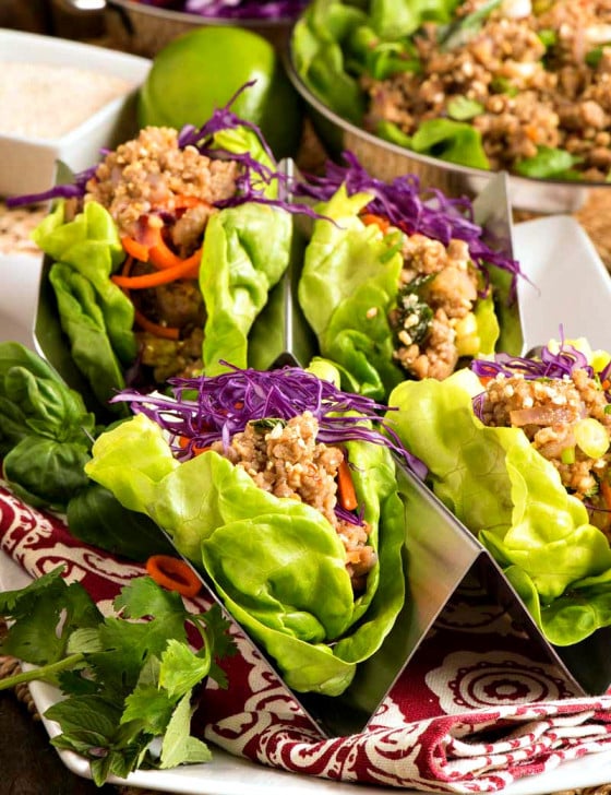 Pork Larb Lettuce Wraps - A Family Feast