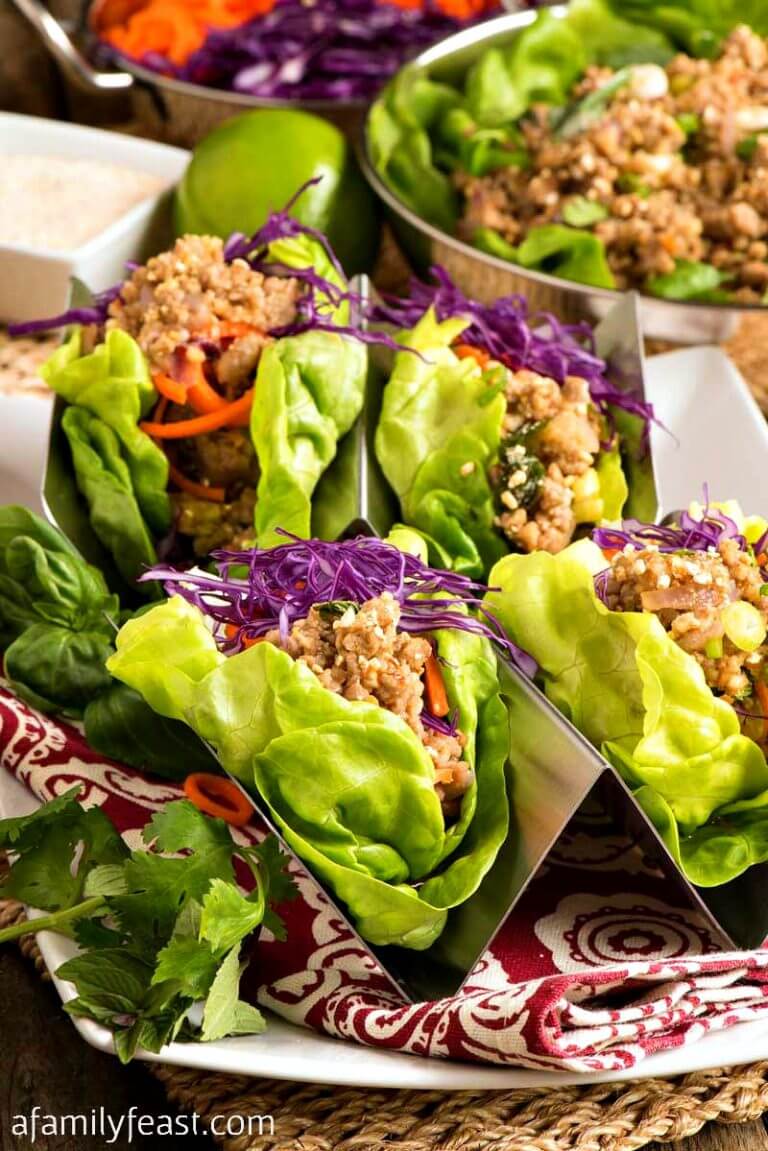 Pork Larb Lettuce Wraps - A Family Feast