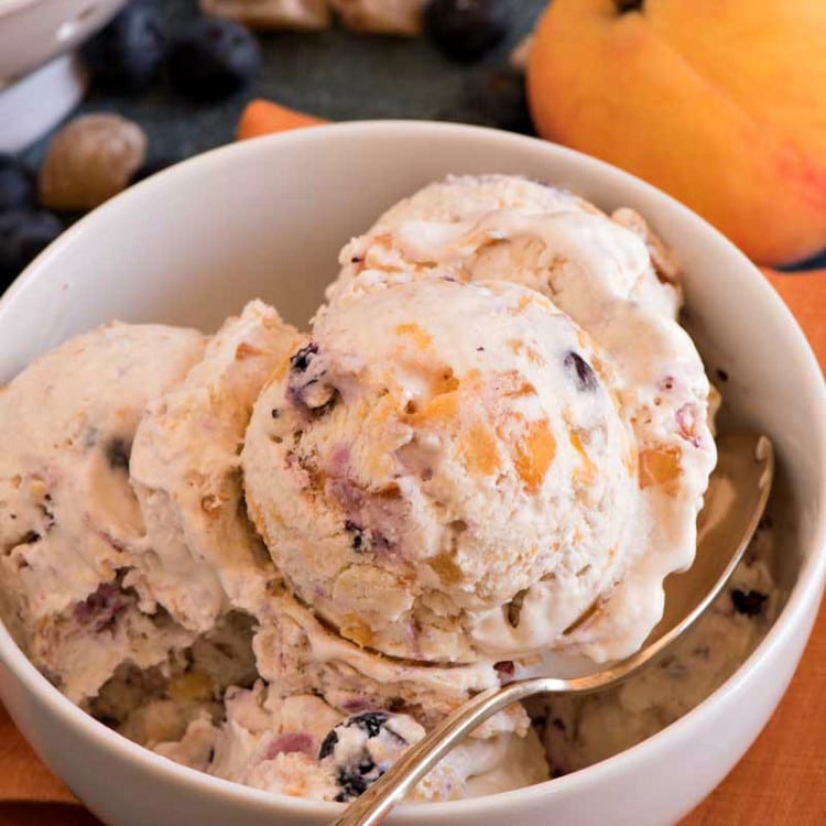 Ginger Peach Blueberry Ice Cream - A Family Feast