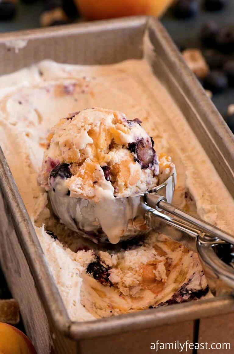 Ginger Peach Blueberry Ice Cream - A Family Feast