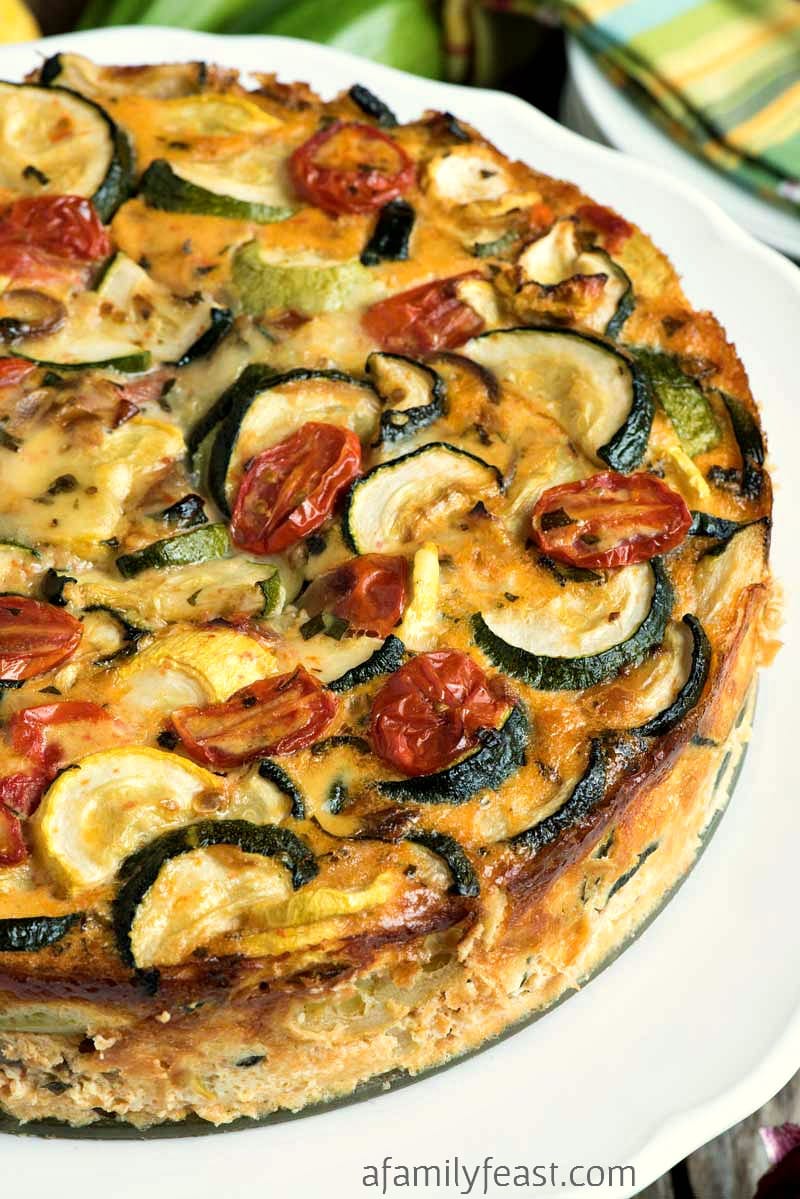 Summer Vegetable Torte - Loaded with summer zucchini, squash, tomatoes and herbs.