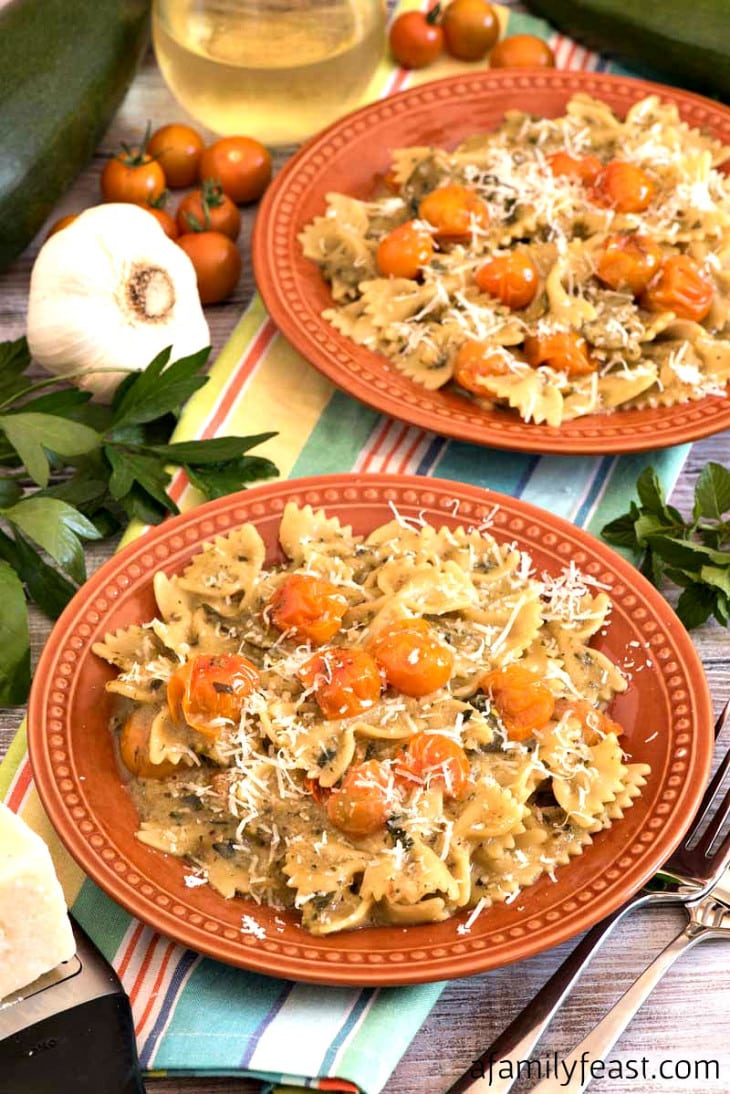Farfalle with Zucchini and Sun Gold Tomato Sauce