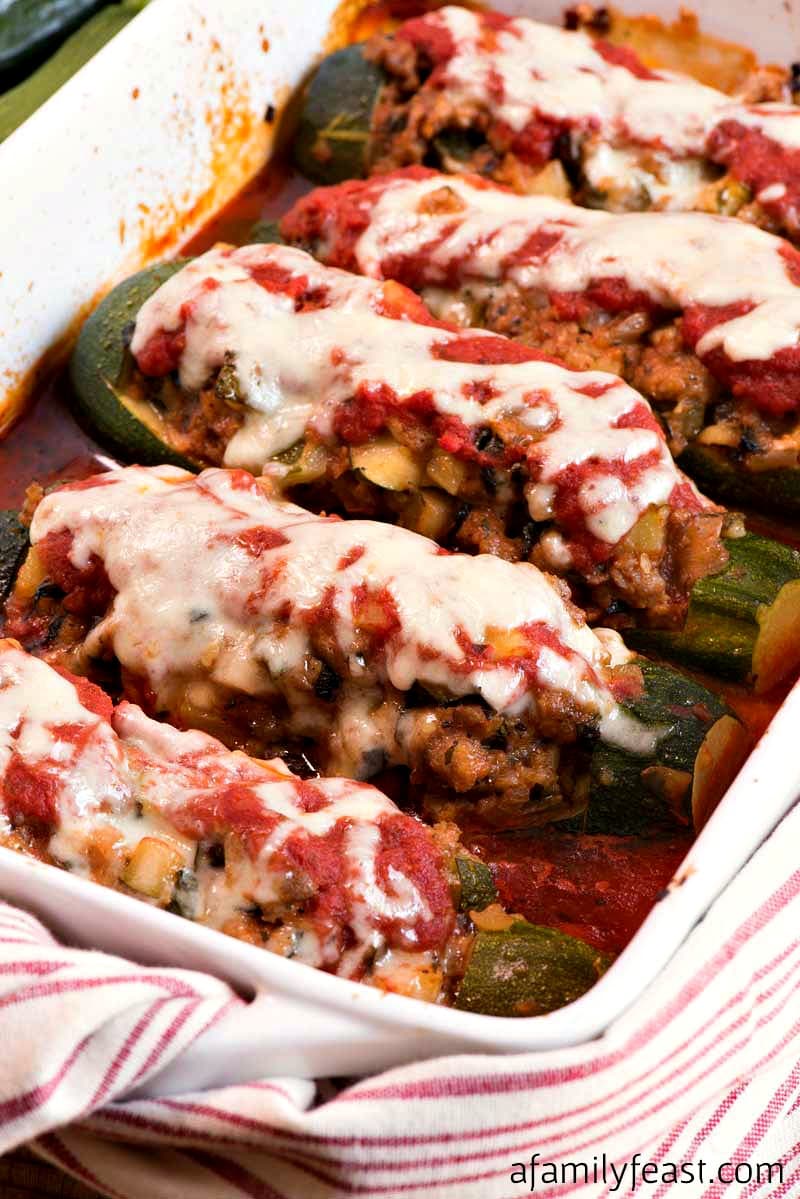 Sausage Stuffed Zucchini - A Family Feast