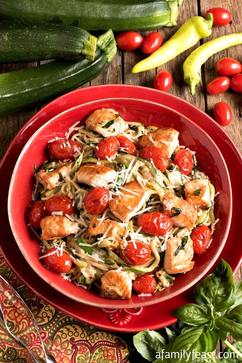 Salmon with Zucchini and Spaghetti - A Family Feast®