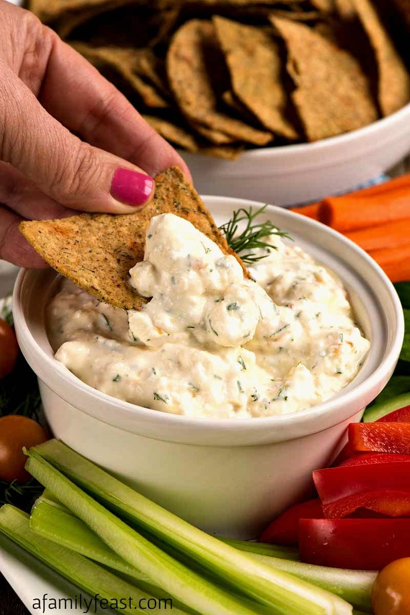 Yogurt and Feta Dip - This creamy healthy dip is easy to make and is delicious served with chips or veggies.