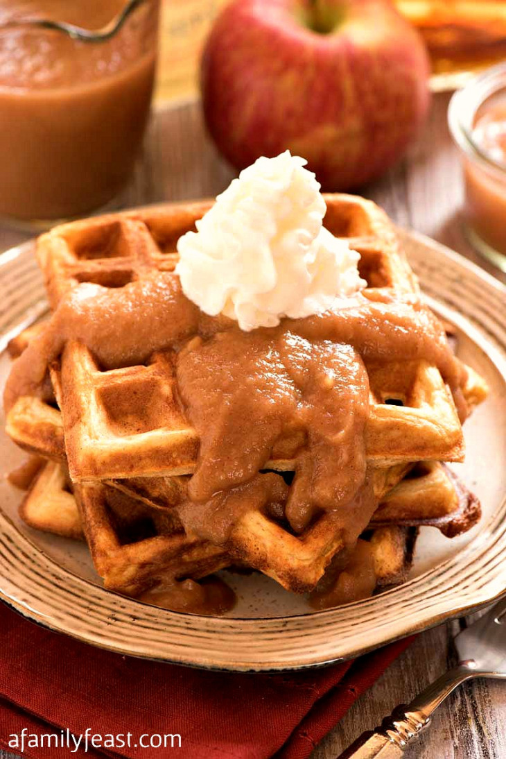 Apple Buttermilk Waffles with Apple Bourbon Sauce A Family Feast®