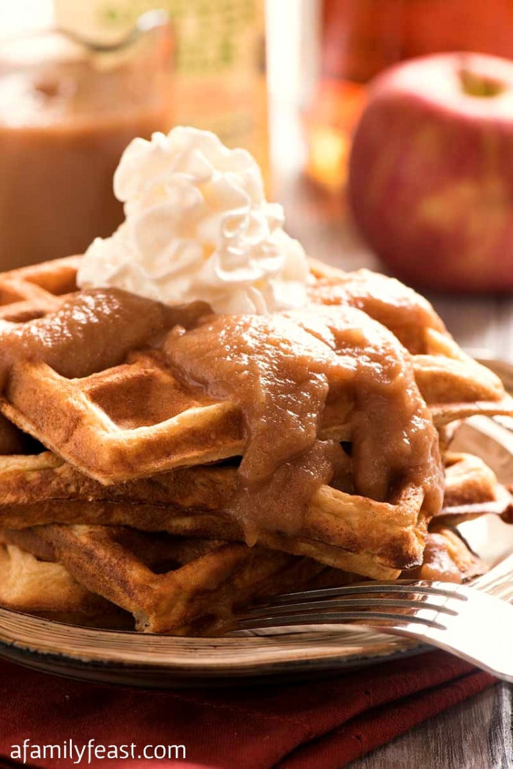 Apple Buttermilk Waffles with Apple Bourbon Sauce A Family Feast®