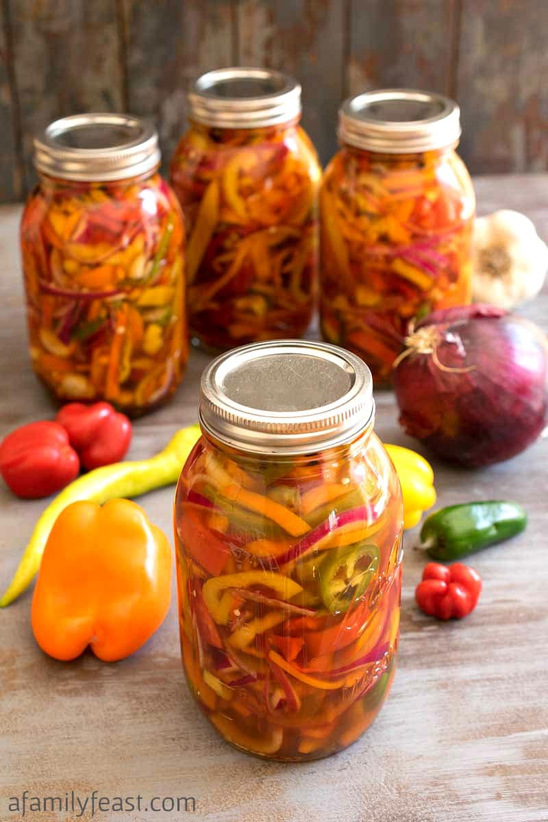 Make these easy, delicious Pickled Peppers with fresh garden peppers - then enjoy all winter long!