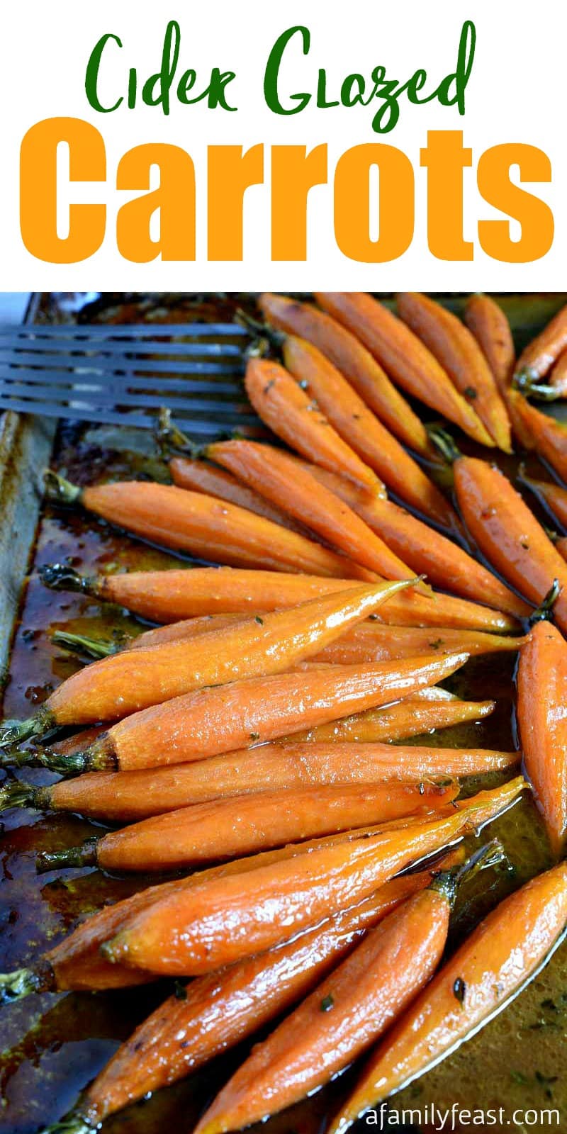 Cider Glazed Carrots - Apple cider, brown sugar, mustard and thyme create a simple, tasty carrot side dish that is the perfect addition to any meal! 
