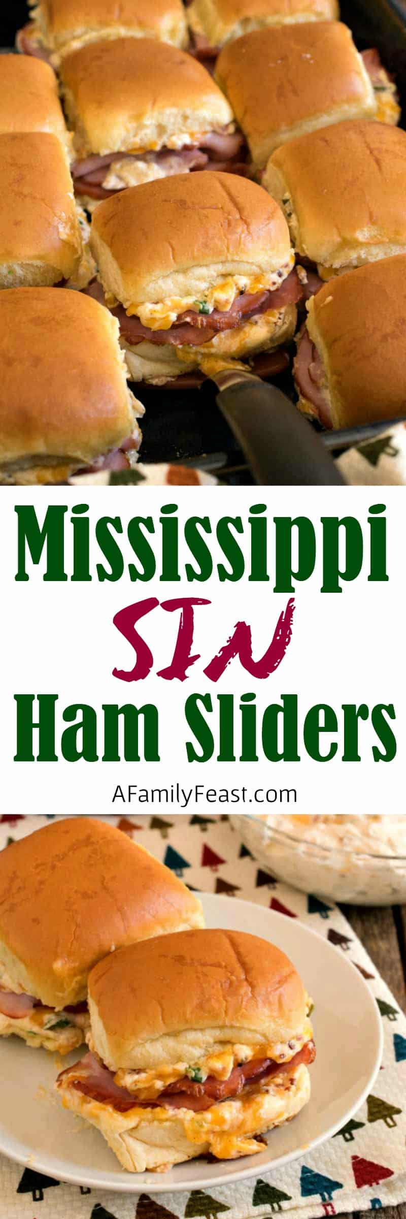 Mississippi Sin Ham Sliders - Delicious ham sliders with a zesty cheesy topping - just like the Mississippi Sin Dip!