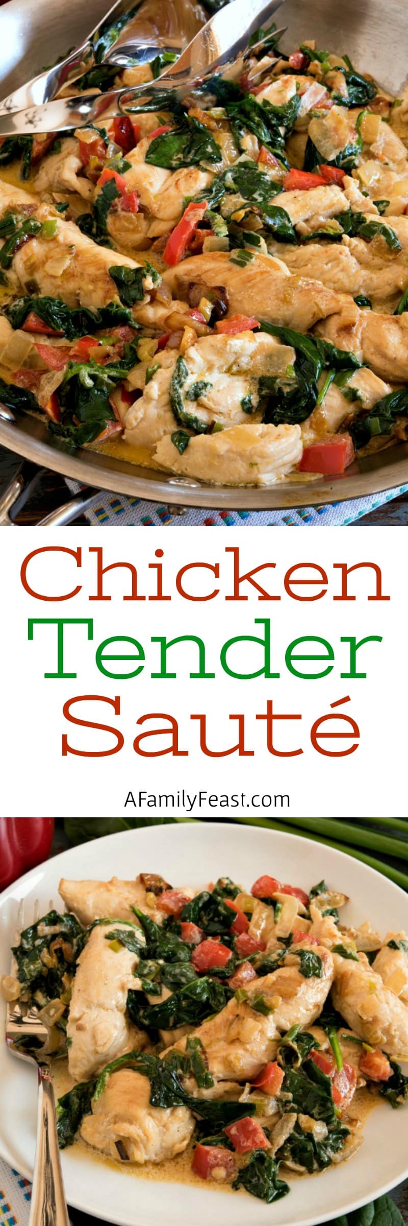 Chicken Tender Sauté - Tender strips of chicken with vegetables in a creamy sour cream sauce. Great for a keto or low carb diet.