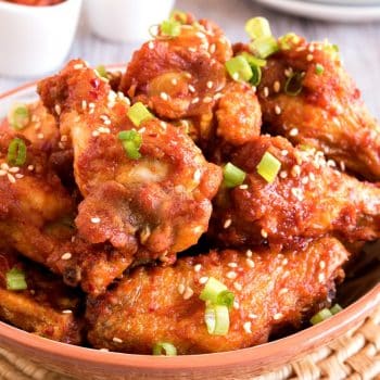 Korean-Style Kimchi Gochujang Chicken Wings