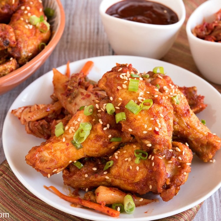 Korean-Style Kimchi Gochujang Chicken Wings