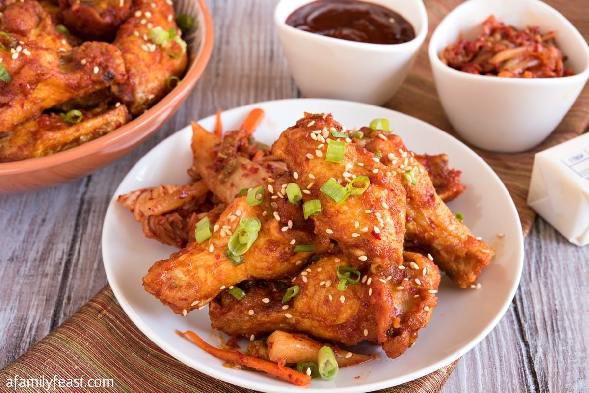 Korean-Style Kimchi Gochujang Chicken Wings