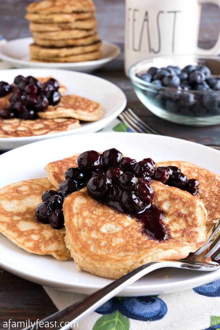 Low Carb Pancakes with Blueberry Sauce A Family Feast®