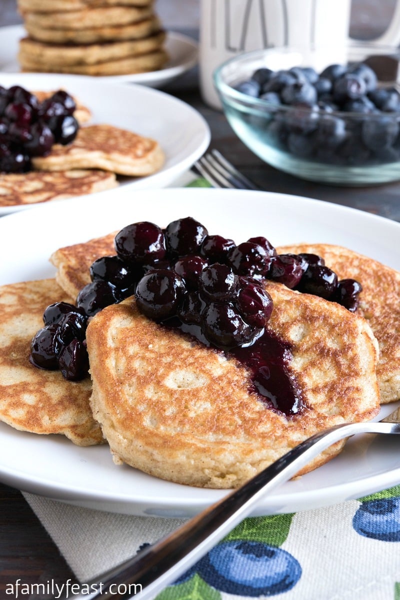 Low Carb Pancakes with Blueberry Sauce