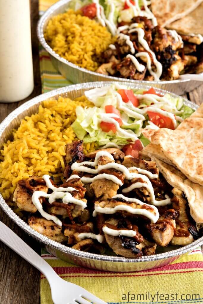 Halal CartStyle Chicken and Rice with White Yogurt Sauce A Family Feast®