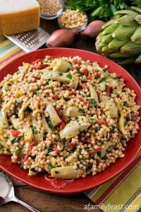 Israeli Couscous Salad with Artichokes and Roasted Red Peppers