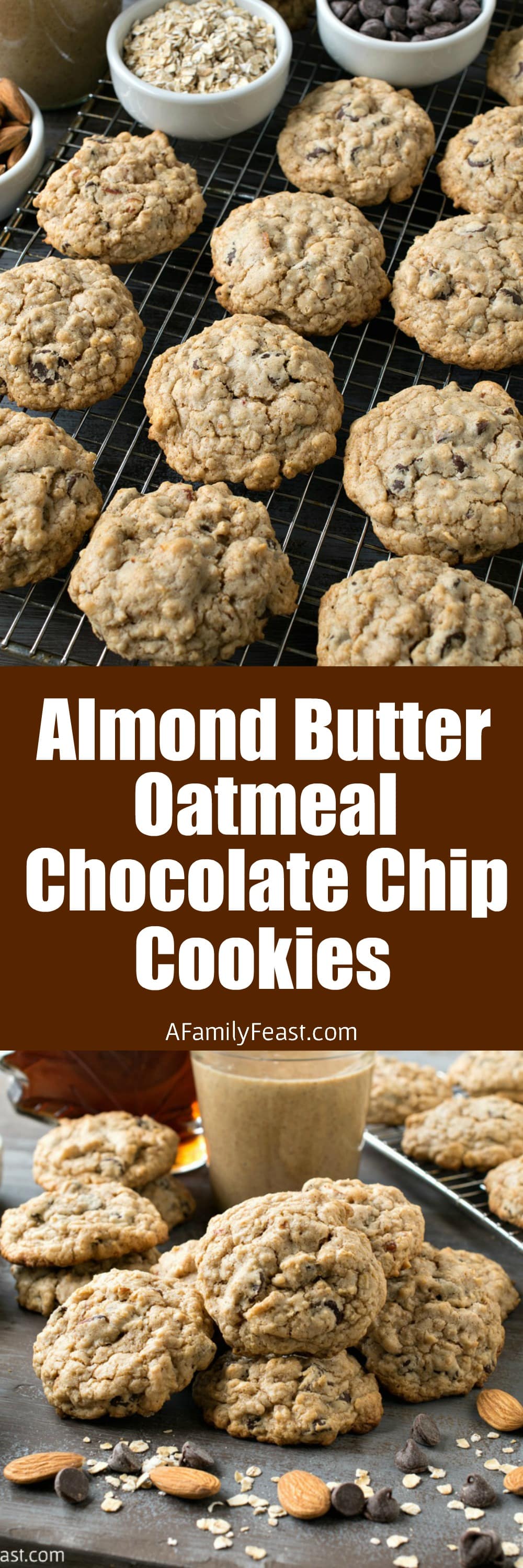 Almond Butter Oatmeal Chocolate Chip Cookies