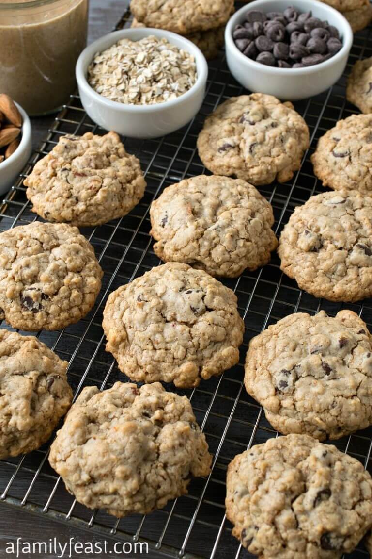 Almond Butter Oatmeal Chocolate Chip Cookies A Family Feast®