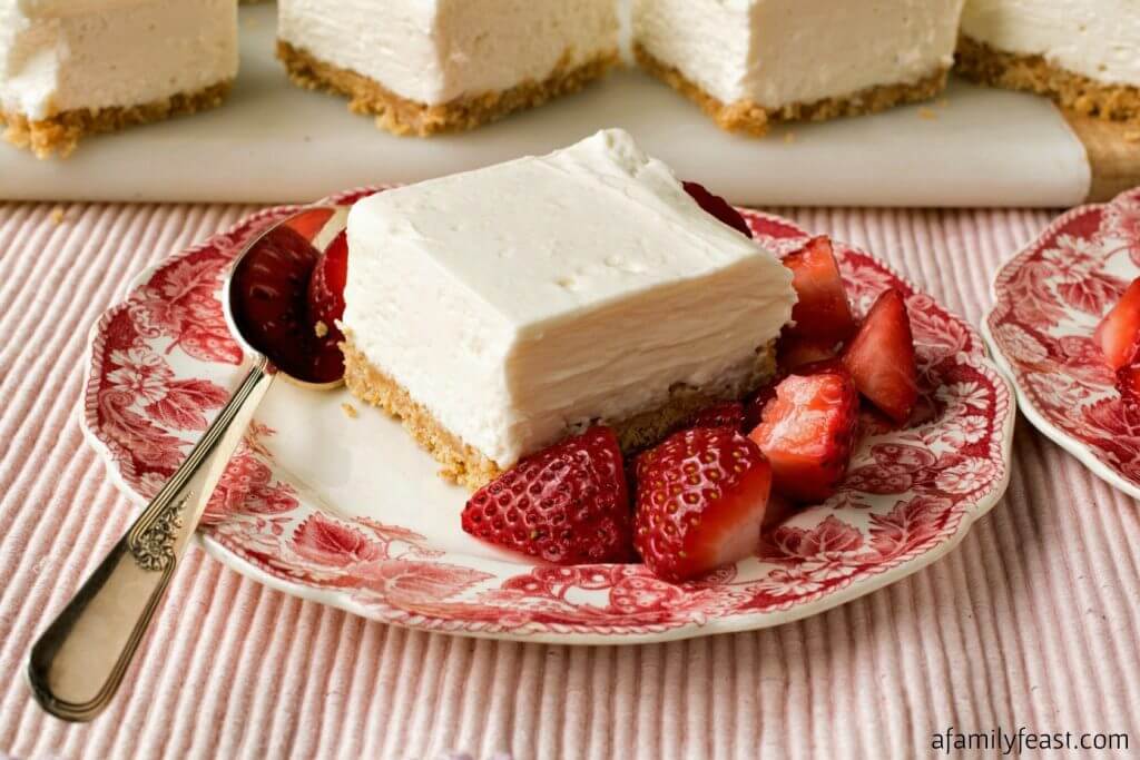 NoBake Greek Yogurt Cheesecake Squares A Family Feast®