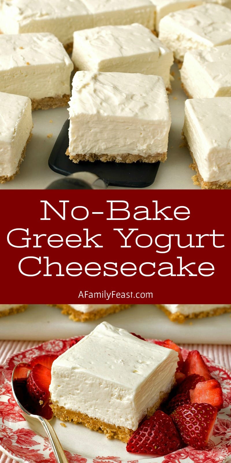 No-Bake Greek Yogurt Cheesecake Squares - A Family Feast®