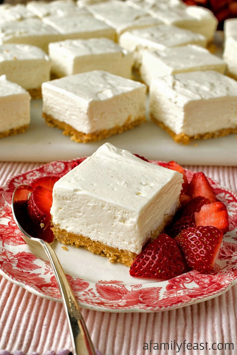 No-Bake Greek Yogurt Cheesecake Squares - A Family Feast