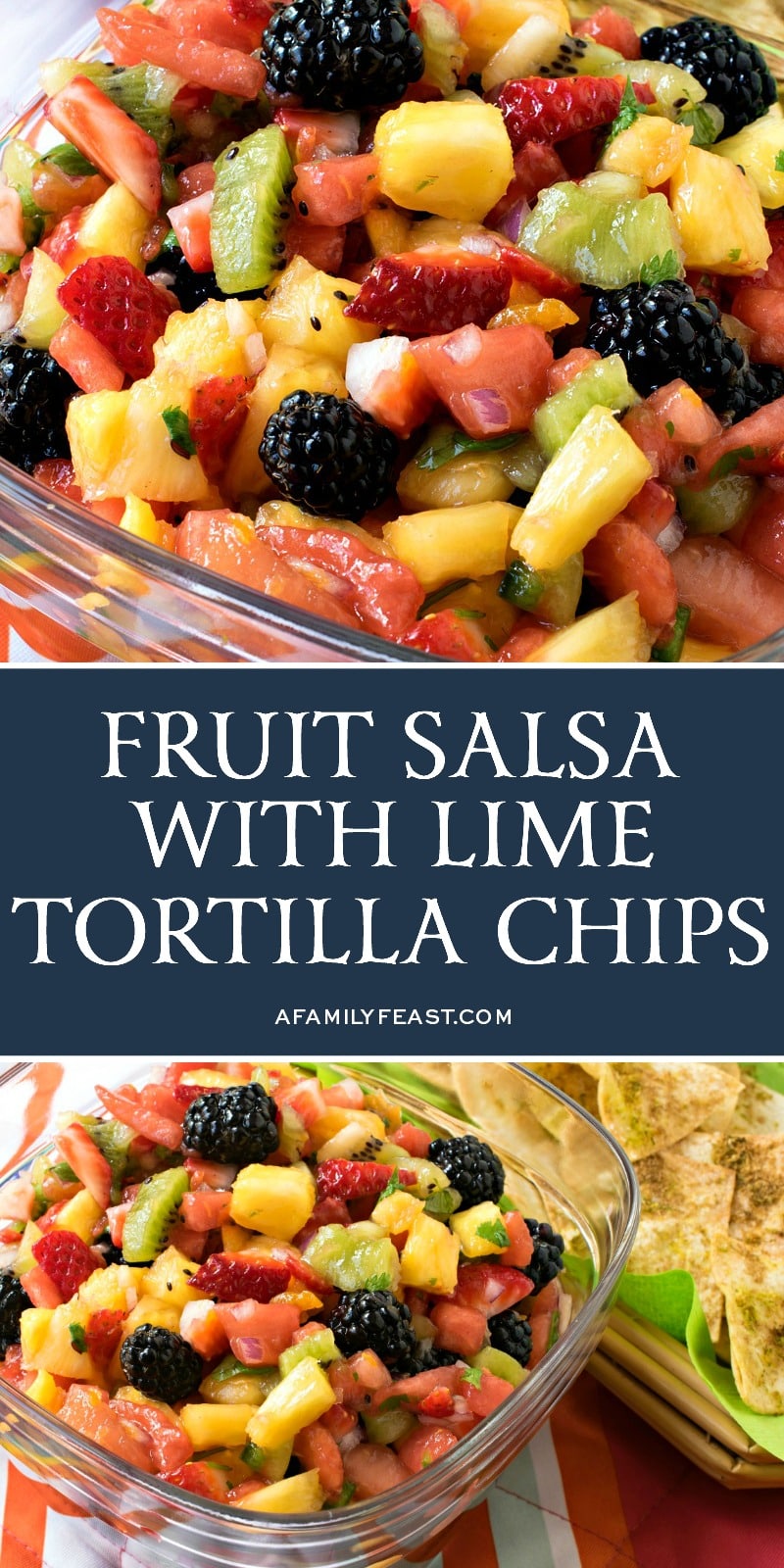 This delicious Fruit Salsa with Lime Tortilla Chips is a sweet and healthy snack that everyone will love!