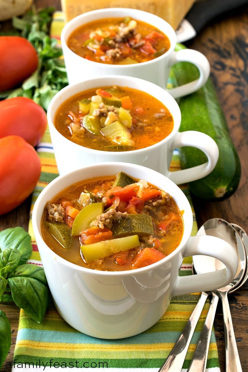 Zucchini Tomato Italian Sausage Soup - A Family Feast®