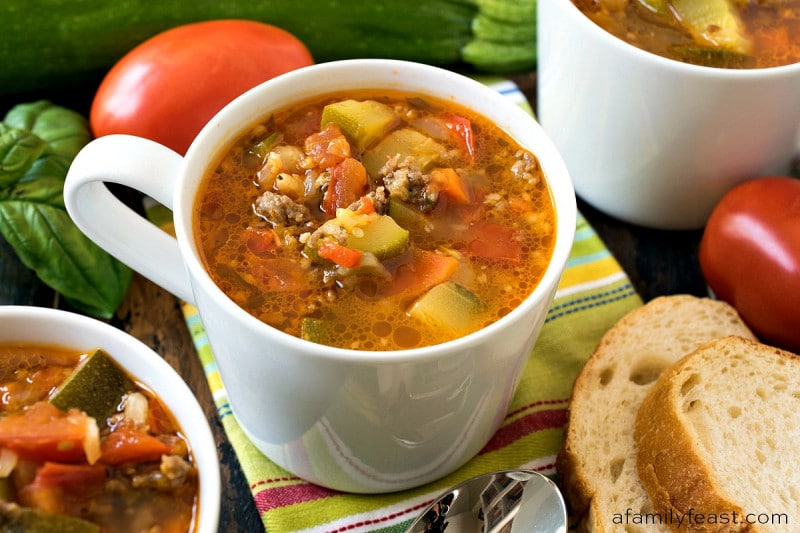 Zucchini Tomato Italian Sausage Soup A Family Feast®