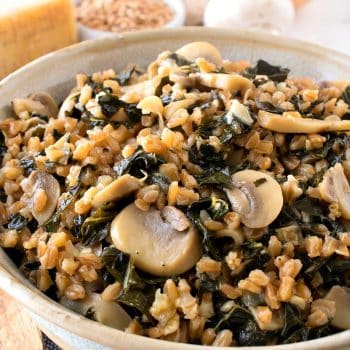Farro Risotto with Mushrooms and Tuscan Kale